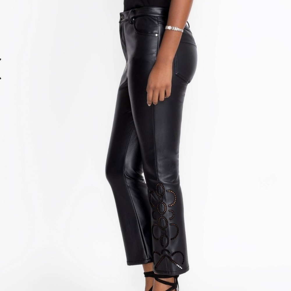 Johnny Was The Cropped Baby Boot Vegan Leather Pant size 32 NWT